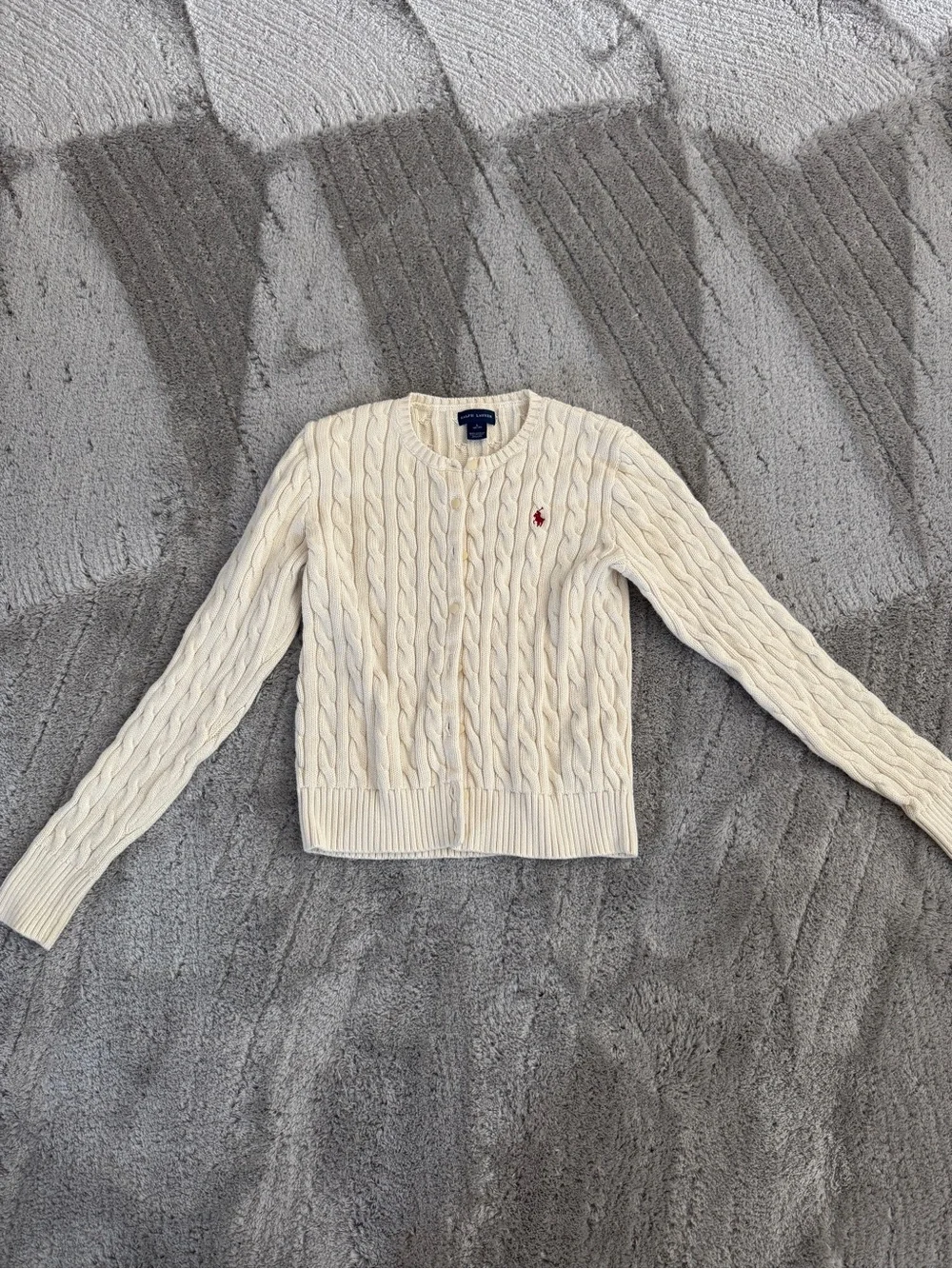 Ralph Lauren Cream Cotton Cable Knit Cardigan